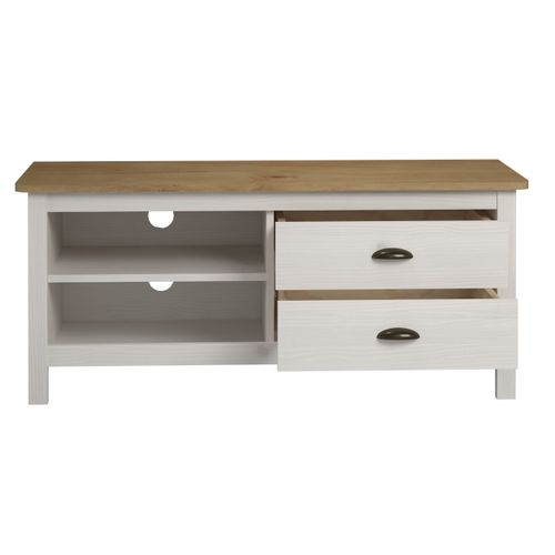 Meuble TV L.110 cm MAYA Bois massif blanc