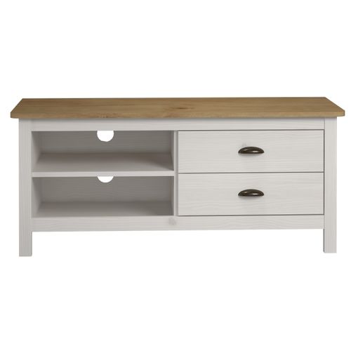 Meuble TV L.110 cm MAYA Bois massif blanc