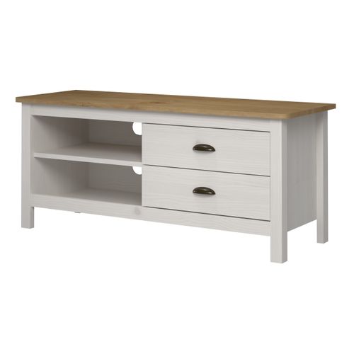 Meuble TV L.110 cm MAYA Bois massif blanc