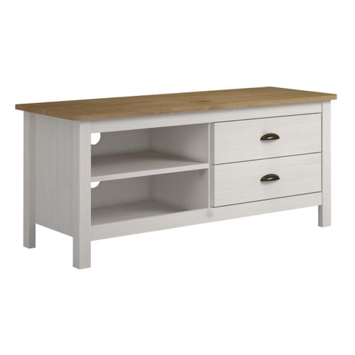 Meuble TV L.110 cm MAYA Bois massif blanc