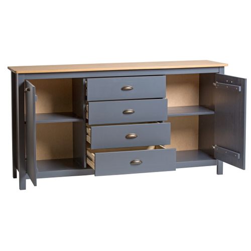 Buffet campagne L.150cm MAYA pin massif gris