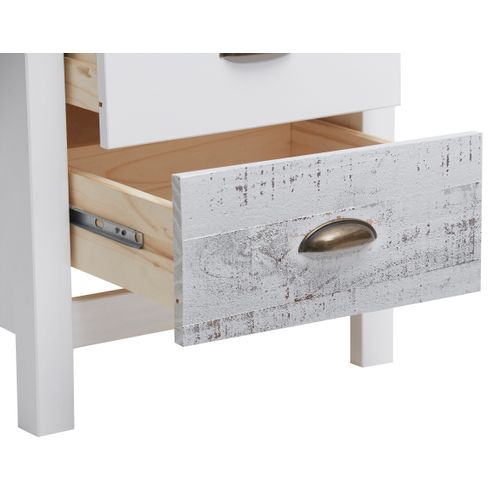 Chevet 2 tiroirs MOANA - bois massif Blanc