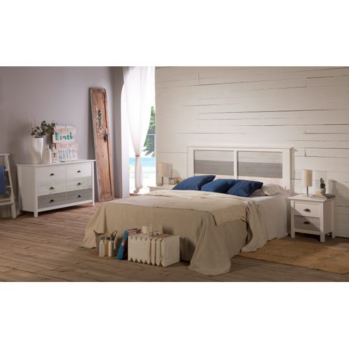 Chevet 2 tiroirs MOANA - bois massif Blanc