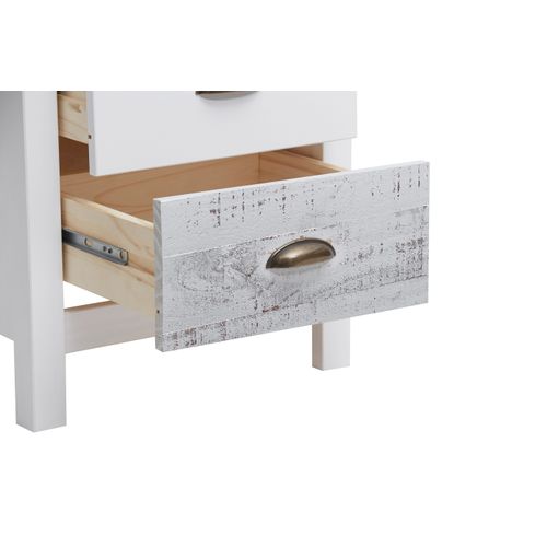 Chevet 2 tiroirs MOANA - bois massif Blanc