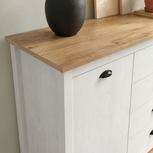 Buffet campagne L.150cm MAYA Bois massif blanc