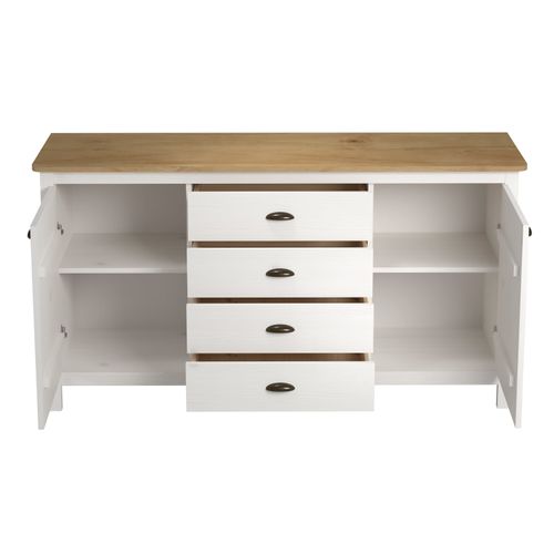 Buffet campagne L.150cm MAYA Bois massif blanc vue détaillée