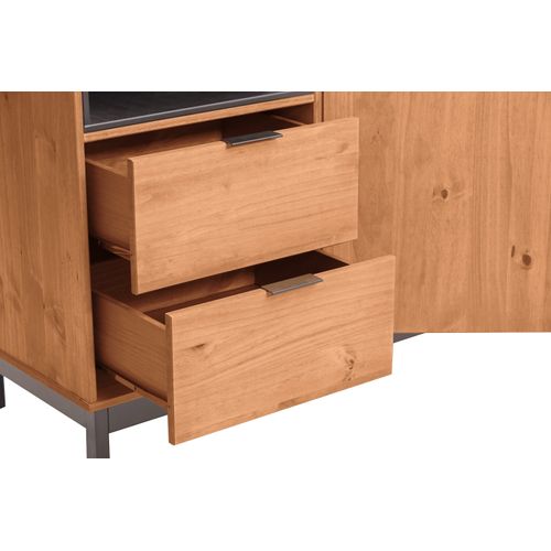 Buffet style atelier BRONX Bois massif et noir