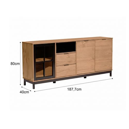 Buffet style atelier BRONX Bois massif et noir