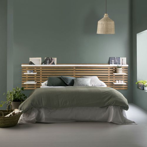 Tête de lit avec tablettes NIDRA Chêne et blanc