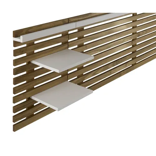 Tête de lit avec tablettes NIDRA Chêne et blanc