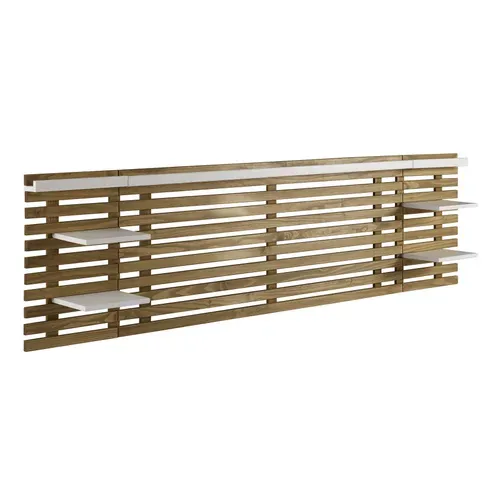 Tête de lit avec tablettes NIDRA Chêne et blanc