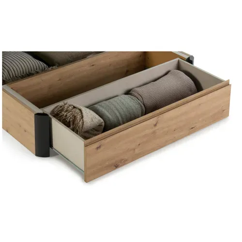 Option tiroir 140x190 cm DREAMEA BROOKLYN 3 imitation chêne