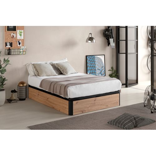 Sommier coffre 160x200 cm DREAMEA BROOKLYN 3 imitation chêne