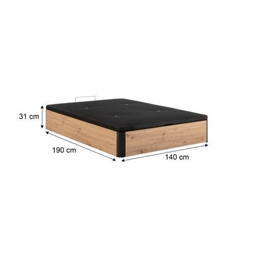 Sommier coffre 140x190 cm DREAMEA BROOKLYN 3 imitation chêne