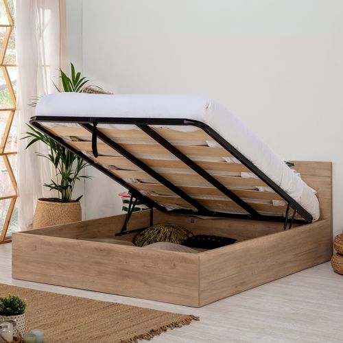 Lit coffre 140x190 cm BEST 3 imitation chêne