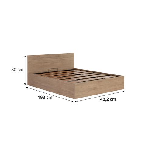 Lit coffre 140x190 cm BEST 3 imitation chêne