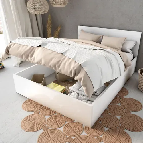 Lit coffre 140x190 cm BEST 3 blanc brillant