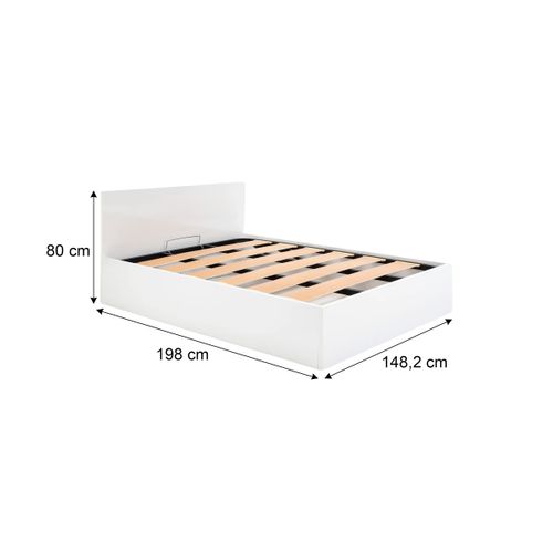 Lit coffre 140x190 cm BEST 3 blanc brillant