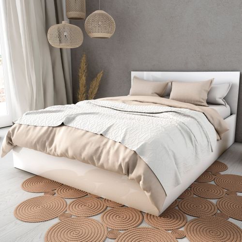 Lit coffre 160x200 cm BEST 3 blanc brillant vue d'ambiance 1