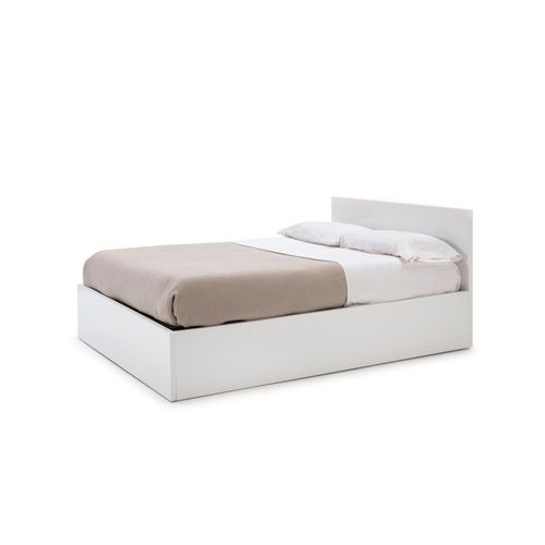 Lit coffre 160x200 cm BEST 3 blanc brillant vue de profil