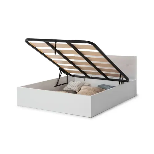 Lit coffre 160x200 cm BEST 3 blanc brillant