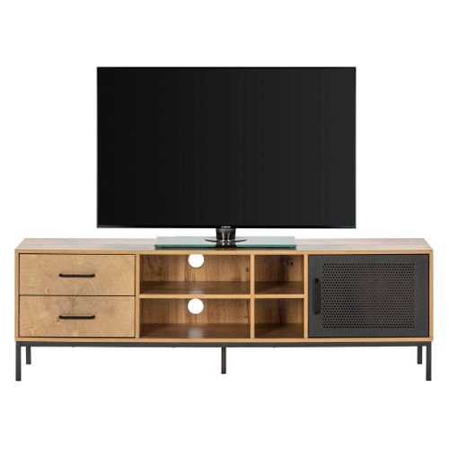 Meuble TV CUTWOOD 160 cm imitation chêne noir
