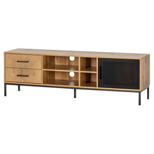 Meuble TV CUTWOOD 160 cm imitation chêne noir