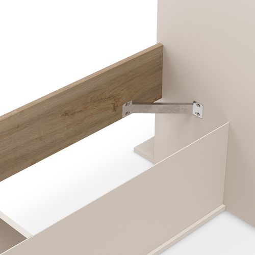 Lit 140x190 cm avec rangements ALBAN imitation sable/chêne