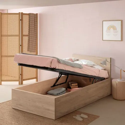 Lit coffre 90x190 cm BEST imitation chêne