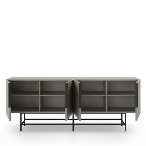 Vintara - Buffet 4 Portes En Bois Et Métal L200cm - Vert Amande