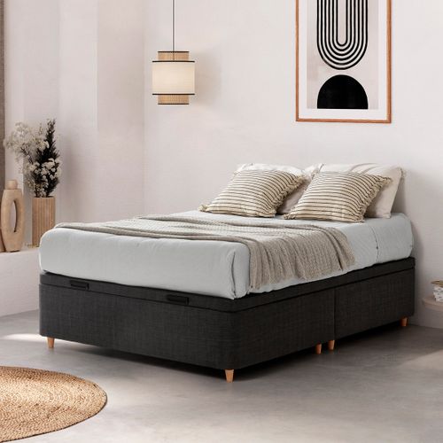 Sommier coffre 160x200 cm DREAMEA EDITION MAXINE gris anthracite vue d'ambiance 1