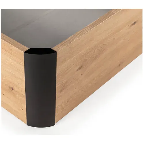 Sommier coffre 90x190 cm DREAMEA BROOKLYN 3 imitation chêne vue accessoires