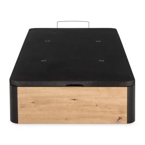 Sommier coffre 90x190 cm DREAMEA BROOKLYN 3 imitation chêne vue de face