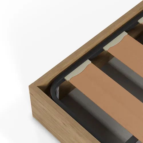 Lit coffre avec sommier relevable 140x190 cm AMELIE imitation chêne et crème vue détaillée