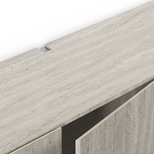 Meuble TV 140cm suspendu CHARLES effet travertin