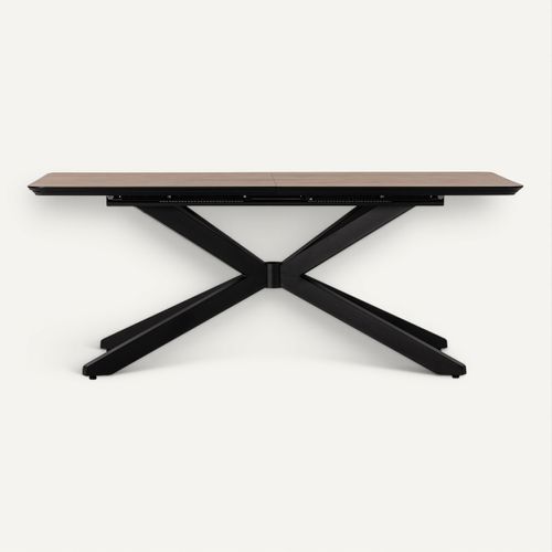 Table extensible L. 190/250 cm ADINA Imitation chêne / noir vue de face