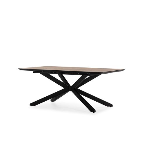 Table extensible L. 190/250 cm ADINA Imitation chêne / noir vue de profil