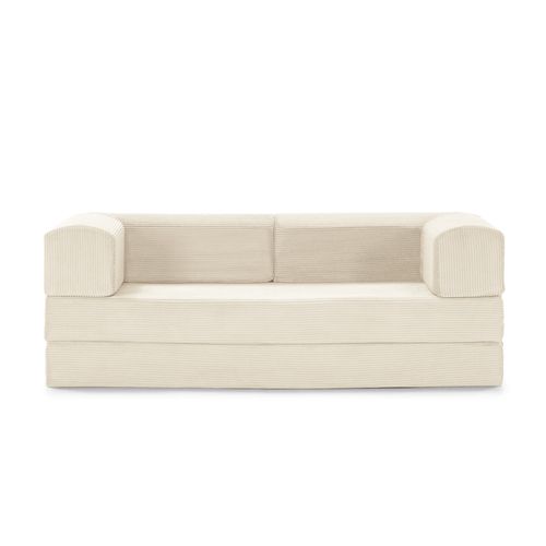 Canapé 3 places convertible VALENCIA compressé tissu beige