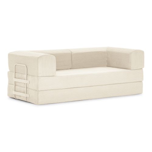 Canapé 3 places convertible VALENCIA compressé tissu beige