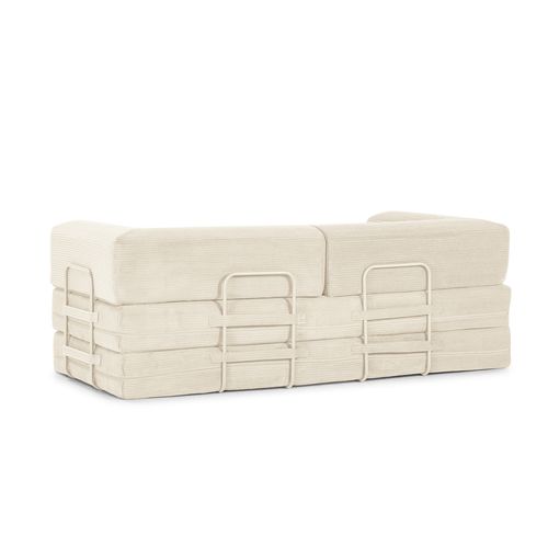 Canapé 3 places convertible VALENCIA compressé tissu beige