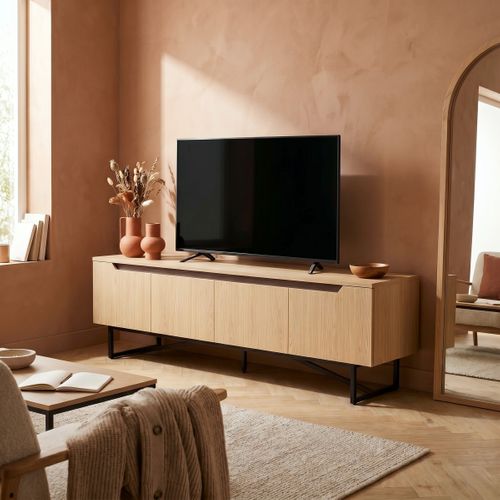 Meuble TV L.180cm JILL imitation chêne vue d'ambiance 1