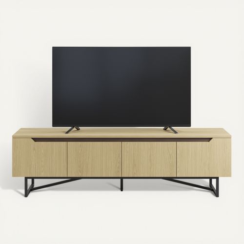 Meuble TV L.180cm JILL imitation chêne vue de face