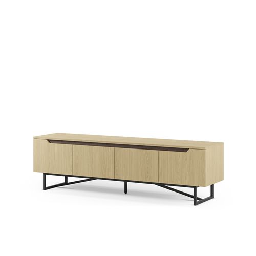 Meuble TV L.180cm JILL imitation chêne vue de profil