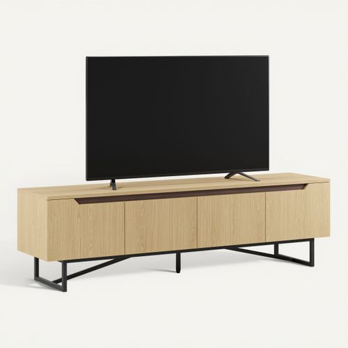 Meuble TV L.180cm JILL imitation chêne vue 3/4