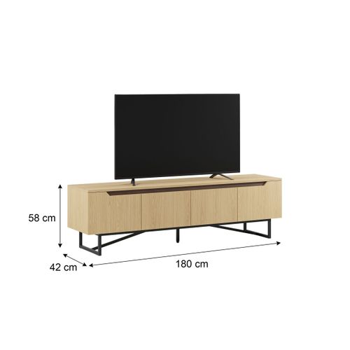 Meuble TV L.180cm JILL imitation chêne