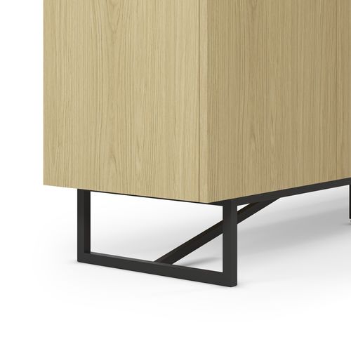 Buffet 4 portes 180 cm JILL imitation chêne vue accessoires