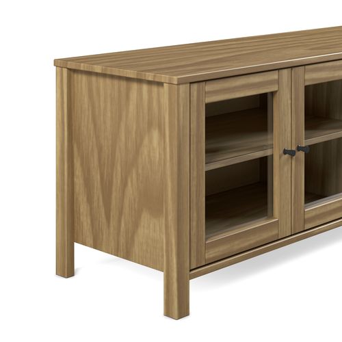 Meuble TV L.150 cm portes vitrées ALESSANDRA pin massif vue détaillée