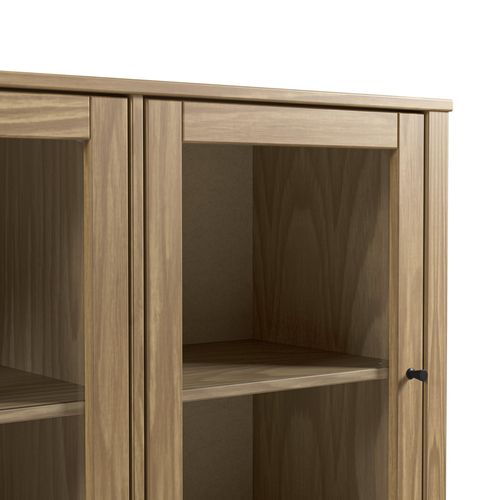 Buffet 3 portes vitrées L. 142 cm ALESSANDRA en pin massif vue détaillée