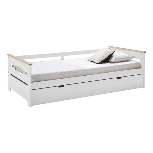 Lit gigogne 2x90x190 cm ELISA - blanc vue de profil