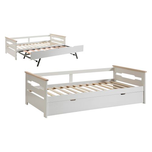 Lit gigogne 2x90x190 cm ELISA - blanc vue 3/4